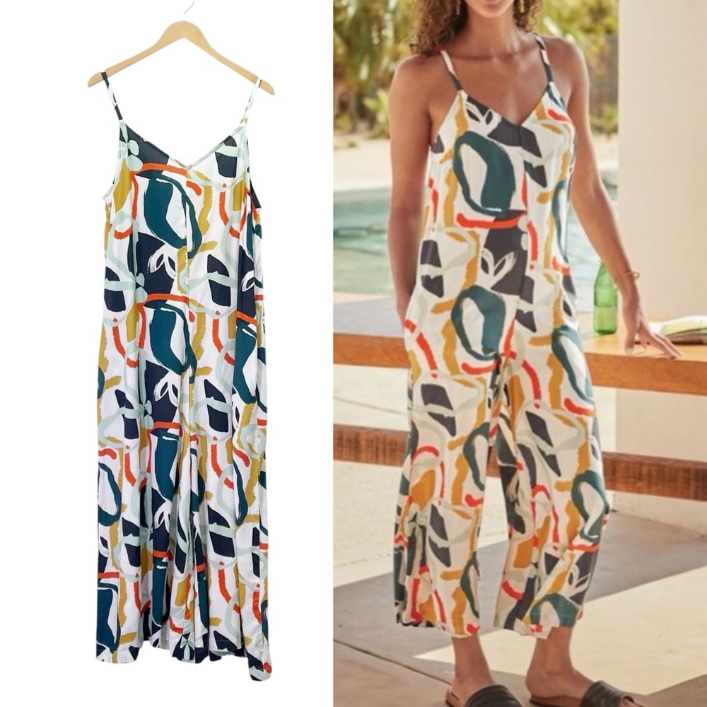 Garnet Hill Multicolor Abstract Jumpsuit